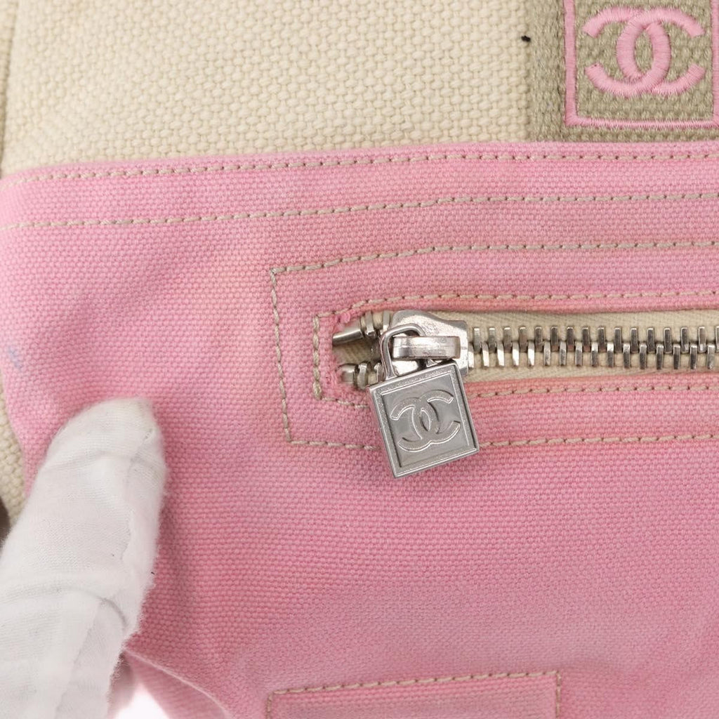 Chanel Sport Line Boston Ba Canvas Pink Canvas Travel Bag Bag (Pre-Owned)