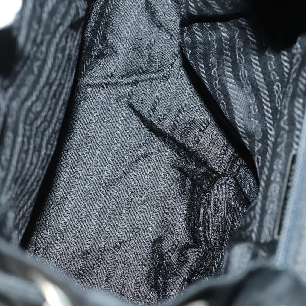 Prada Vela Double Front Pocket Backpack Tessuto With Saffiano Leather Black Nylon Backpack Bag (Pre-Owned)