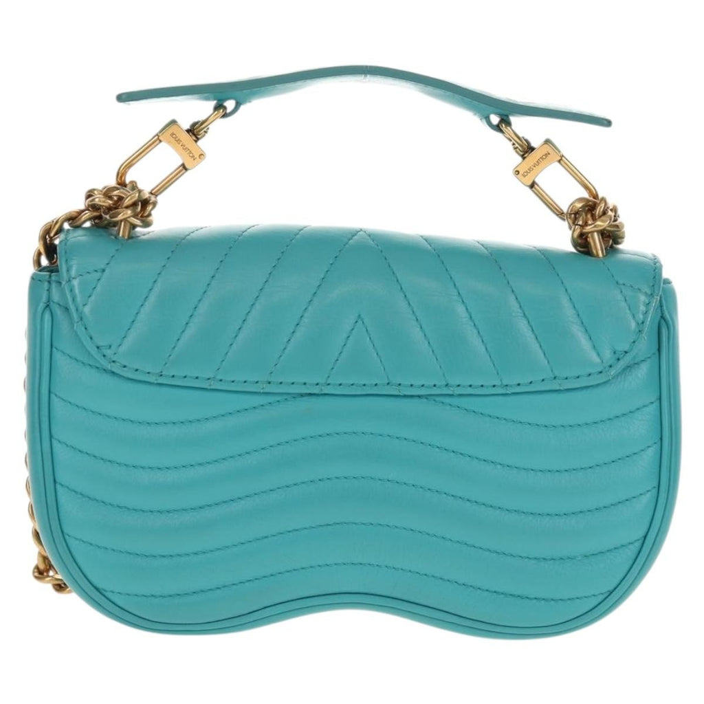Louis Vuitton New Wave Chain Bag Quilted Leather Blue Leather Shoulder Bag Bag (Pre-Owned)