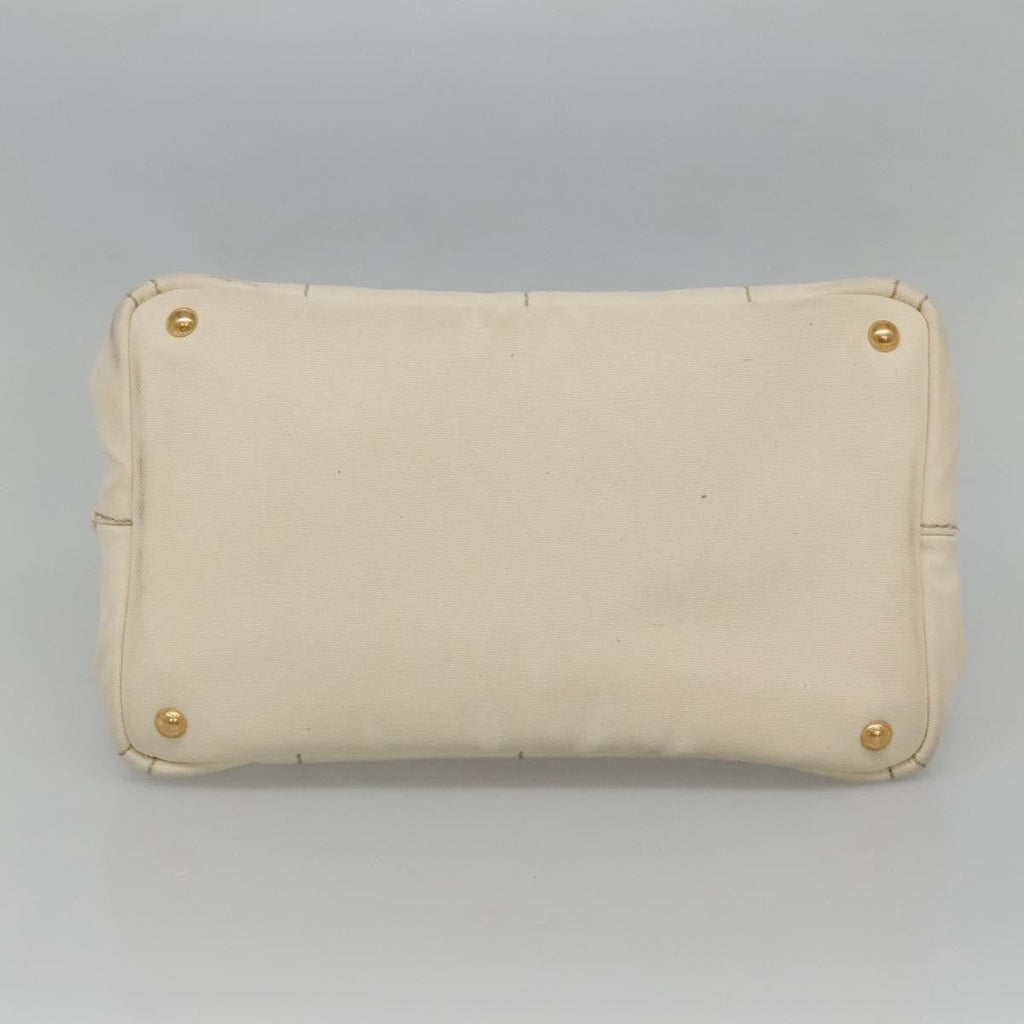 Prada Canapa Tote Canvas White Canvas Tote Bag Bag (Pre-Owned)
