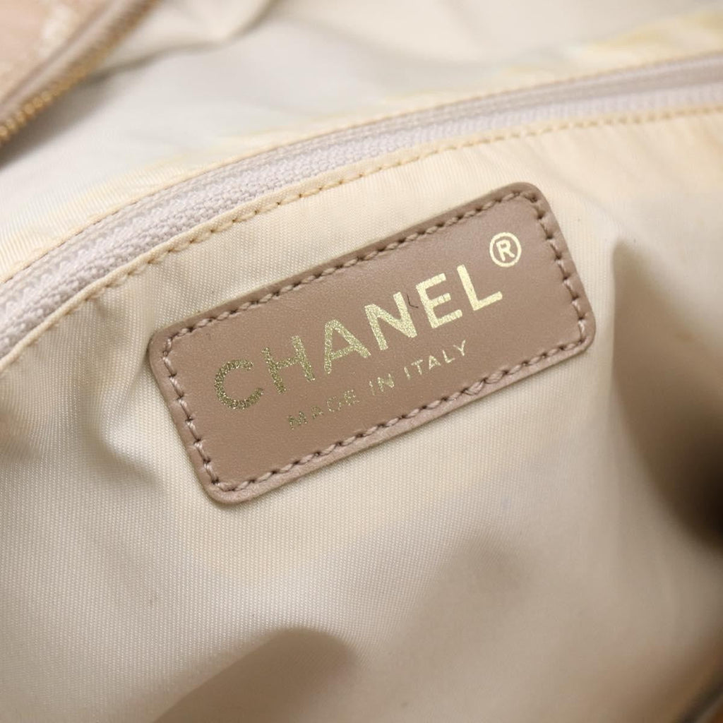 Chanel Travel Line Tote Nylon Beige Nylon Tote Bag Bag (Pre-Owned)