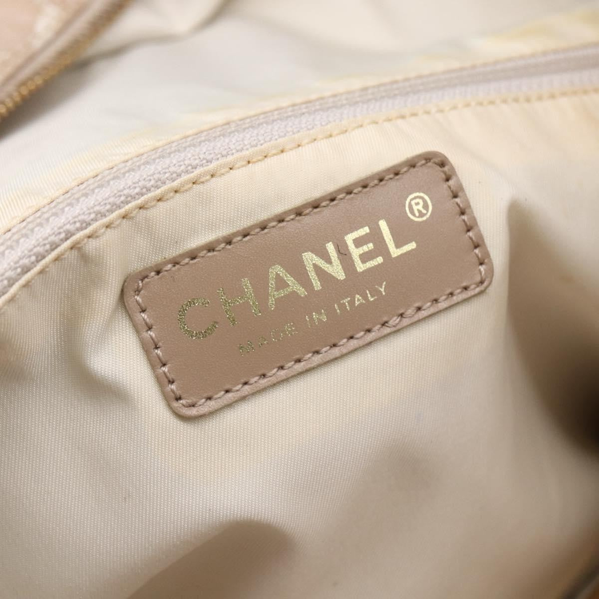 Chanel Travel Line Tote Nylon Beige Nylon Tote Bag Bag (Pre-Owned)