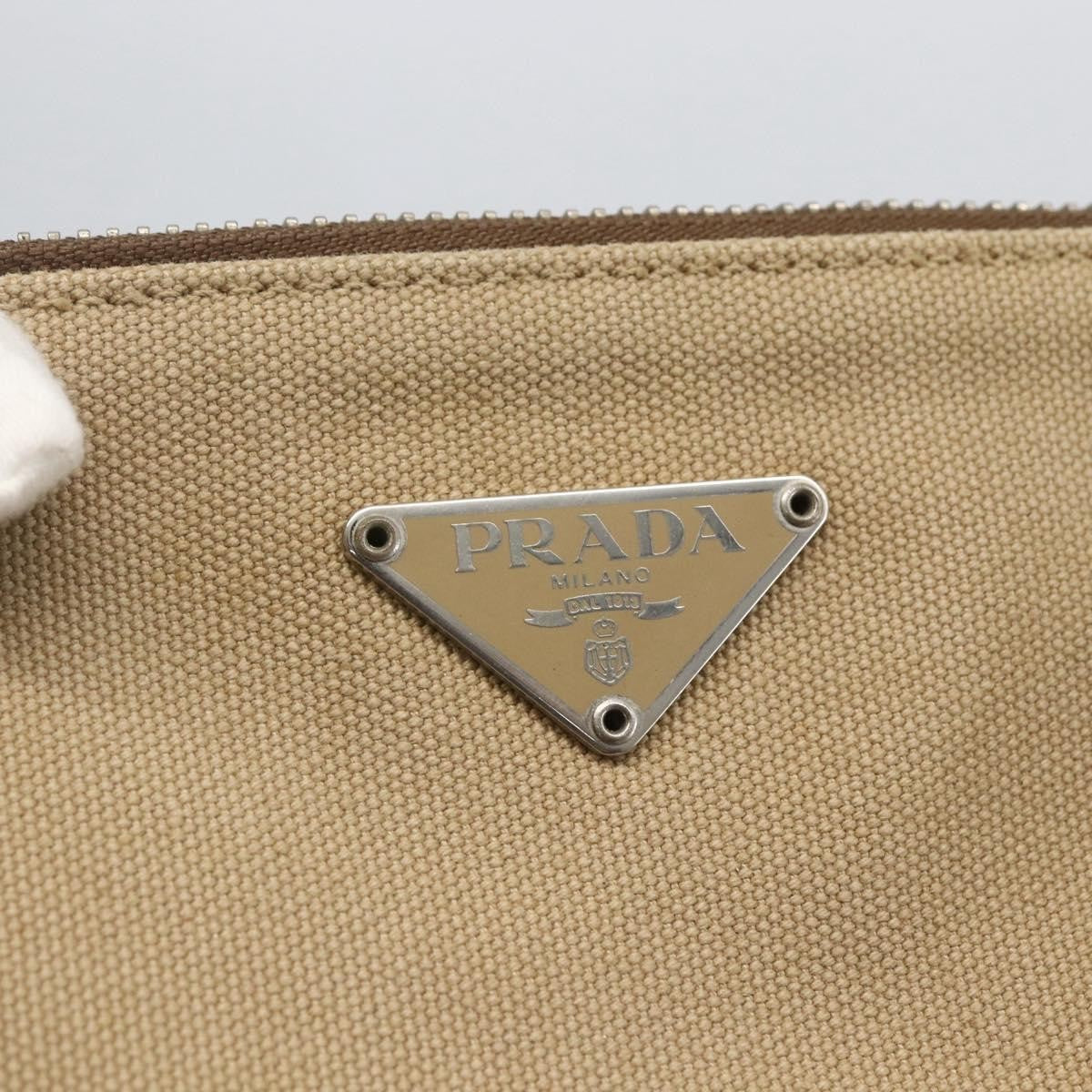 Prada Vintage Handbag Canvas Beige Canvas Handbag (Pre-Owned)