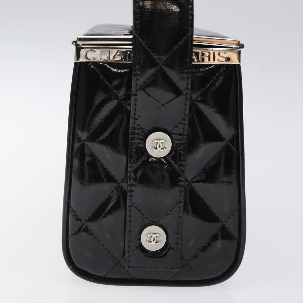 Chanel Vintage Metal Box Bag Quilted Patent Black Patent_Leather Handbag (Pre-Owned)
