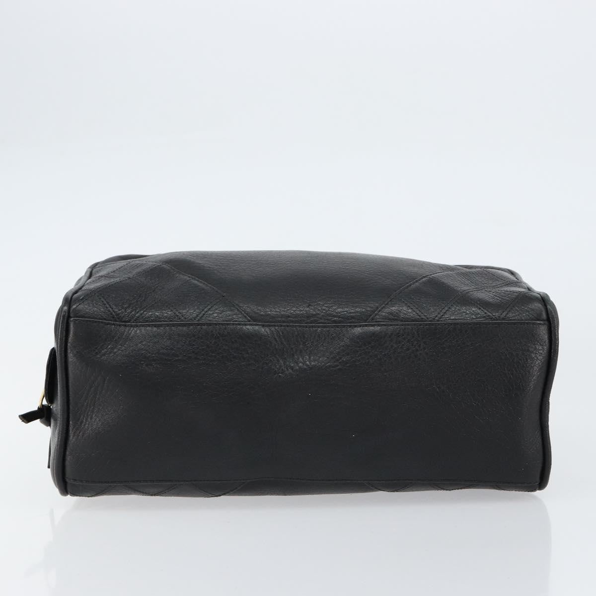 Chanel Vintage Toiletry Pouch Leather Black Leather Clutche & Pouche Bag (Pre-Owned)