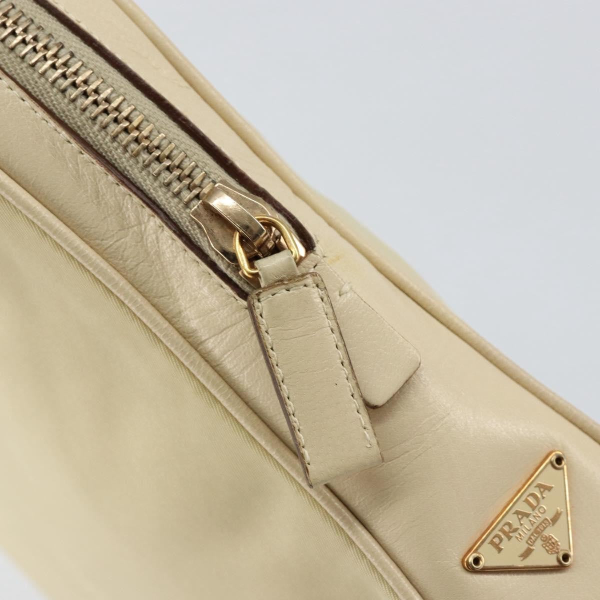 Prada Vintage Handbag Tessuto Beige Nylon Handbag (Pre-Owned)