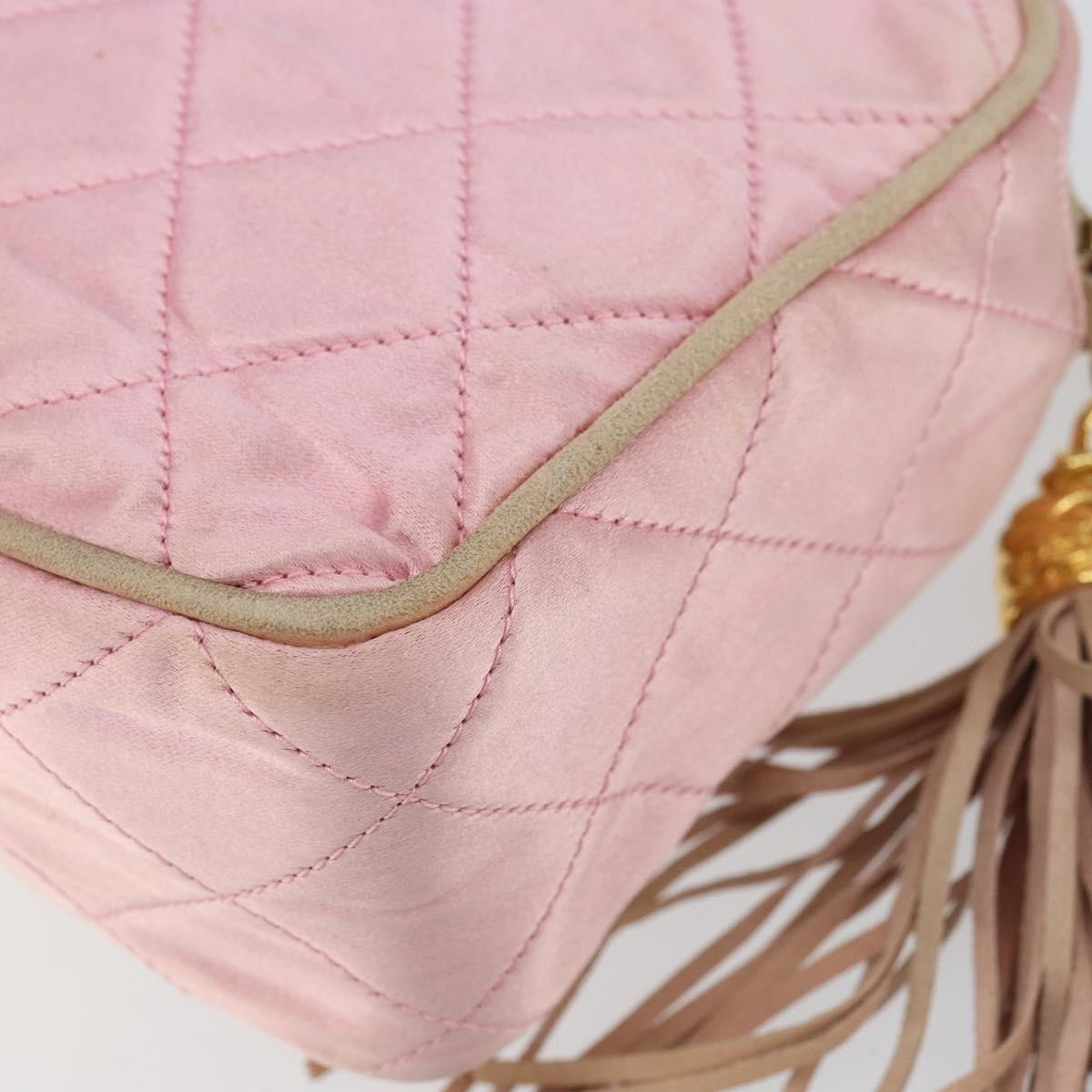 Chanel Vintage Camera Tassel Bag Satin Pink Satin Shoulder Bag Bag (Pre-Owned)