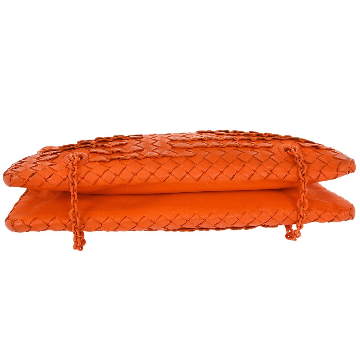 Bottega Veneta Intrecciato Shoulder Bag Leather Orange Leather Shoulder Bag Bag (Pre-Owned)