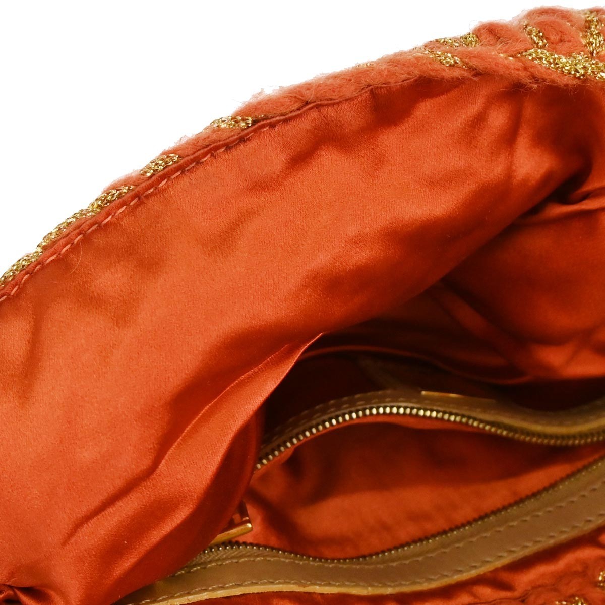 Fendi Baguette Bag Wool Orange Wool Shoulder Bag Bag (Pre-Owned)