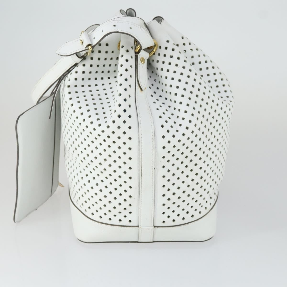 Louis Vuitton Flore Noe Handbag Perforated Leather White Leather Shoulder Bag Bag (Pre-Owned)