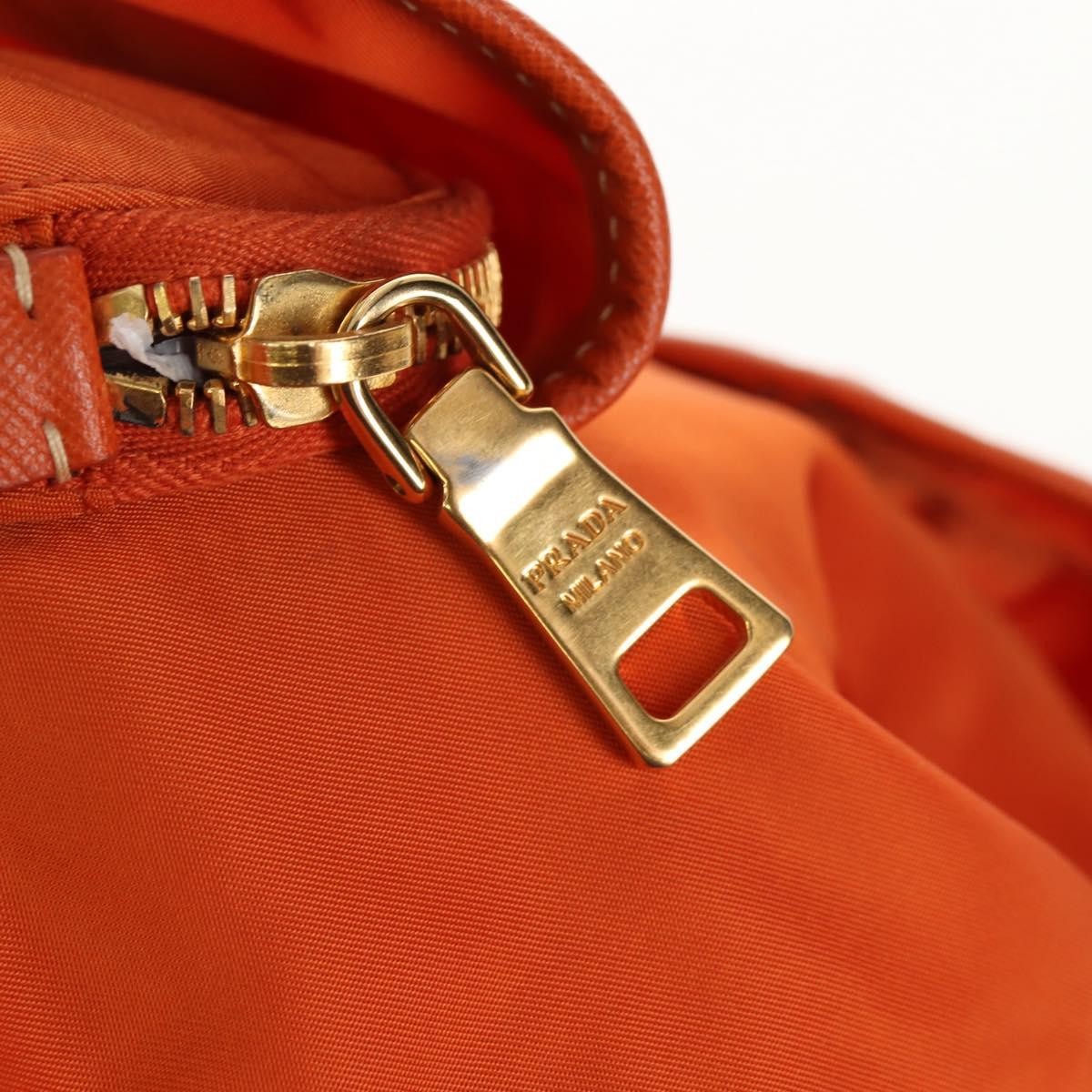 Prada Vela Double Front Pocket Backpack Tessuto With Saffiano Leather Orange Nylon Backpack Bag (Pre-Owned)