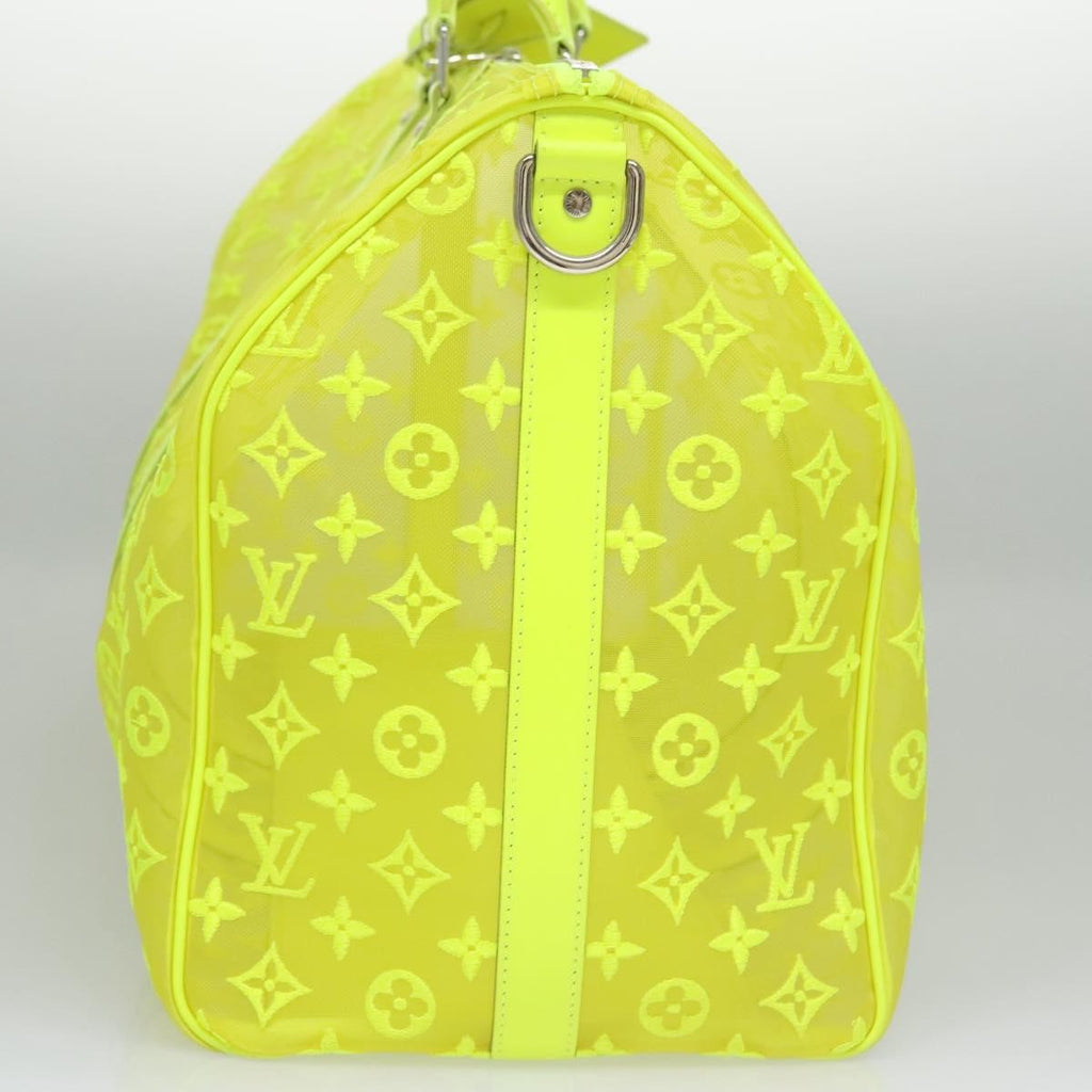 Louis Vuitton Keepall Bandouliere Bag Monogram See Through Mesh Yellow Canvas Travel Bag Bag (Pre-Owned)