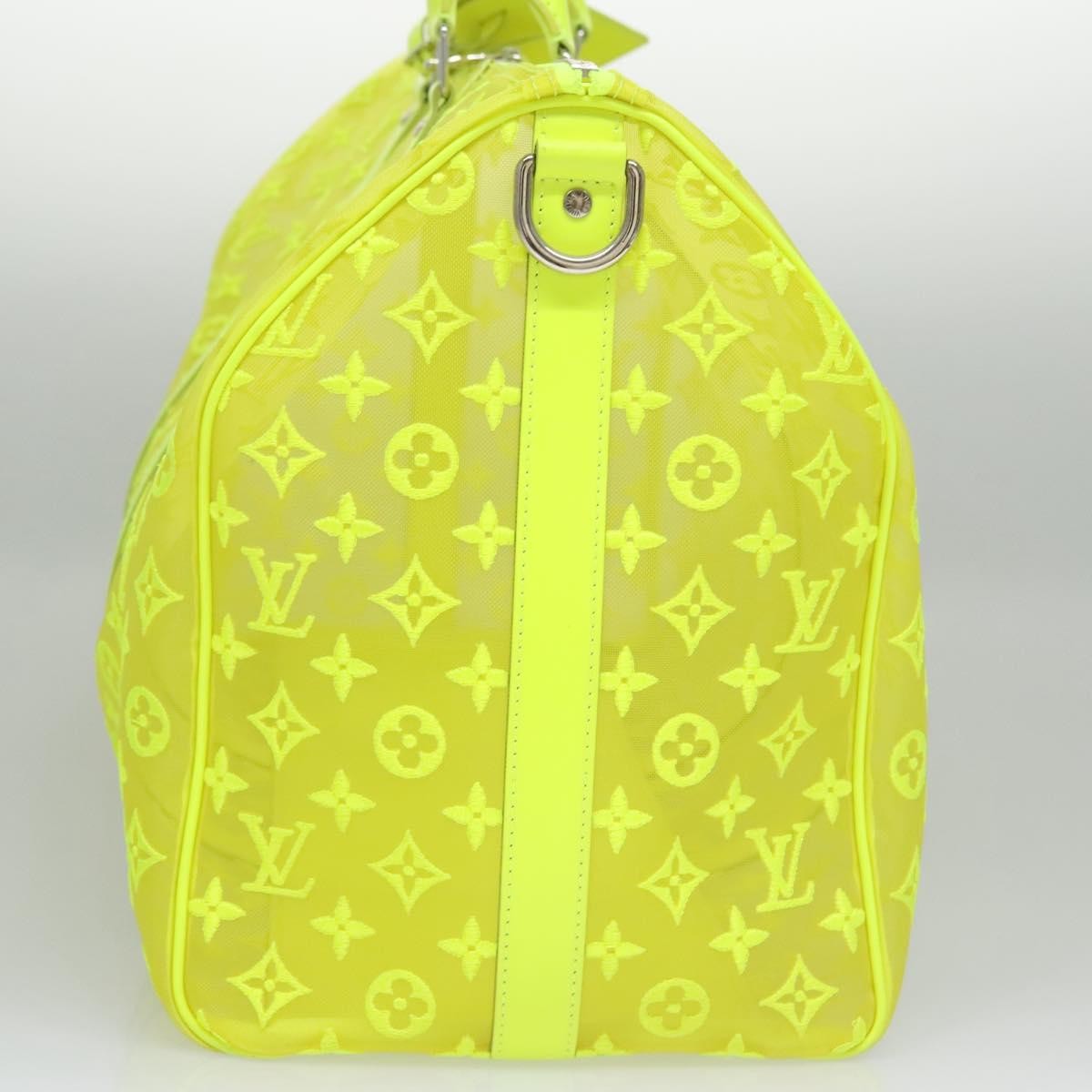 Louis Vuitton Keepall Bandouliere Bag Monogram See Through Mesh Yellow Canvas Travel Bag Bag (Pre-Owned)