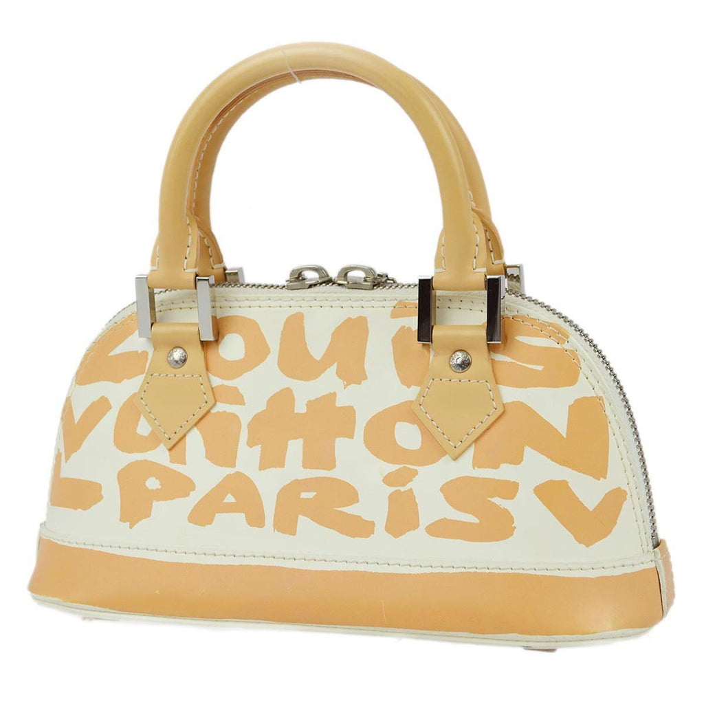 Louis Vuitton Alma Handbag Limited Edition Graffiti Leather Beige Leather Handbag (Pre-Owned)