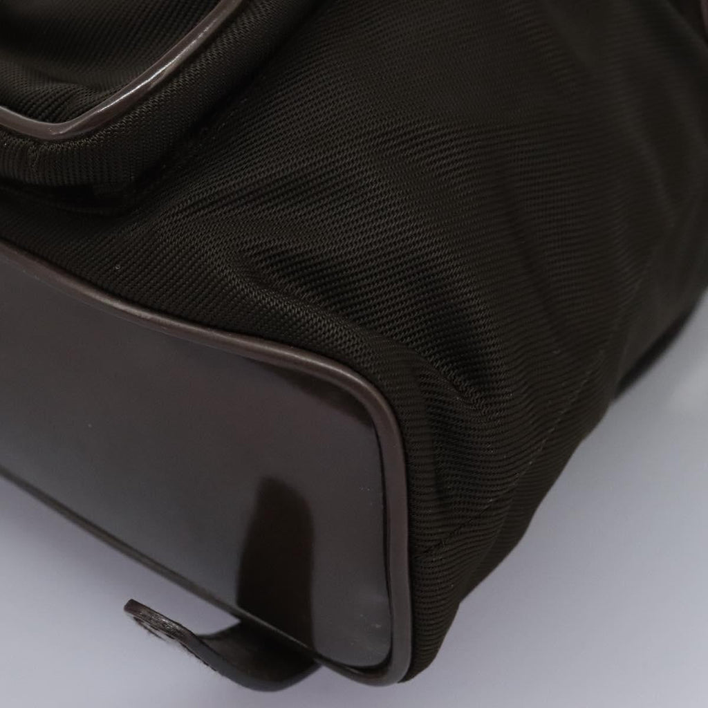 Gucci Vintage Bamboo Backpack Nylon And Patent Leather Brown Nylon Backpack Bag (Pre-Owned)