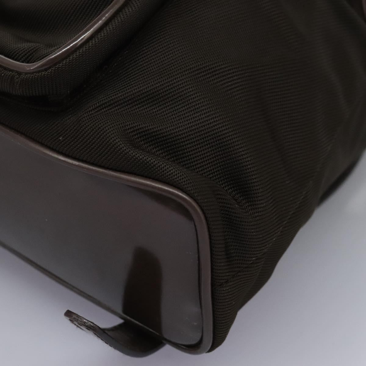 Gucci Vintage Bamboo Backpack Nylon And Patent Leather Brown Nylon Backpack Bag (Pre-Owned)