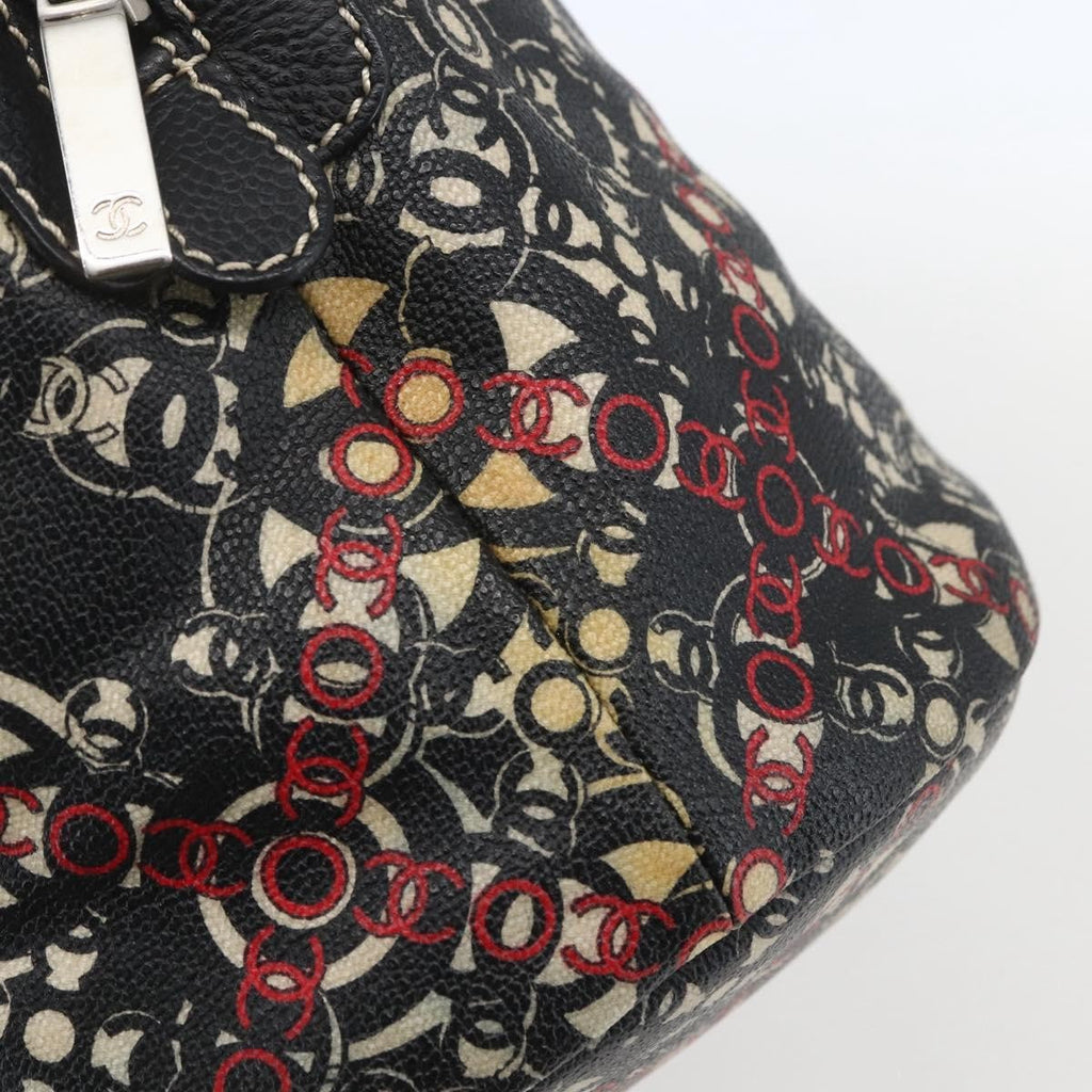 Chanel Optic Coco Bowler Bag Printed Coated Canvas With Caviar Black Pvc Travel Bag Bag (Pre-Owned)