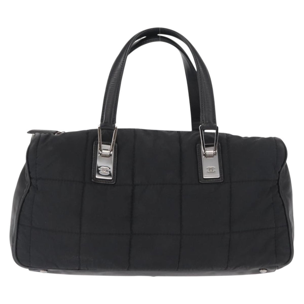 Chanel Square Stitch Boston Bag Quilted Nylon Black Nylon Travel Bag Bag (Pre-Owned)