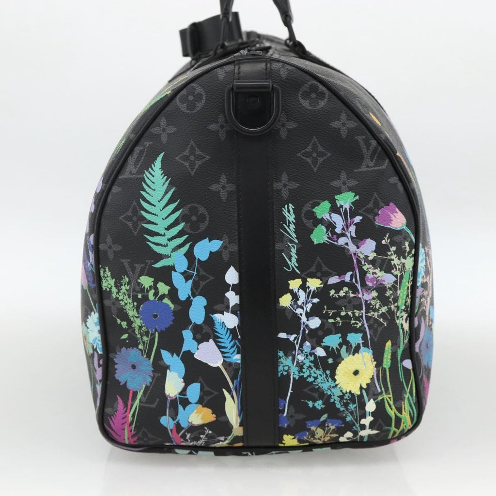 Louis Vuitton Keepall Bandouliere Bag Limited Edition Foliage Monogram Eclipse Black Canvas Travel Bag Bag (Pre-Owned)