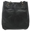 Chanel Vintage Cc Shoulder Bag Lambskin Black Leather Shoulder Bag Bag (Pre-Owned)