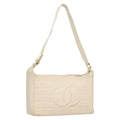 Chanel Chocolate Bar Cc Shoulder Bag Quilted Leather White Leather Shoulder Bag Bag (Pre-Owned)