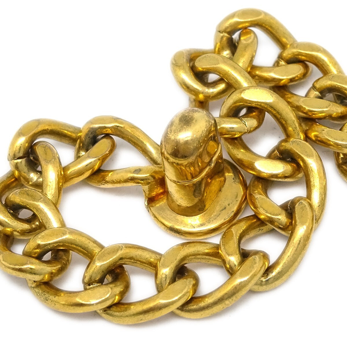 Chanel Vintage Cc Turnlock Chain Bracelet Metal Gold Gold_Plated Bracelet Jewelry (Pre-Owned)