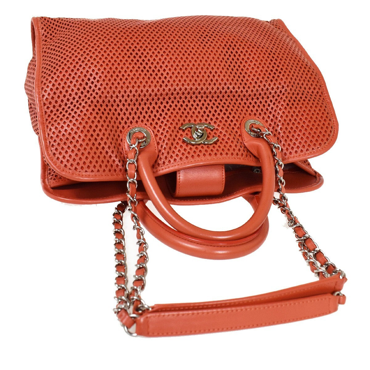 Chanel French Riviera Tote Quilted Caviar Pink Leather Handbag (Pre-Owned)