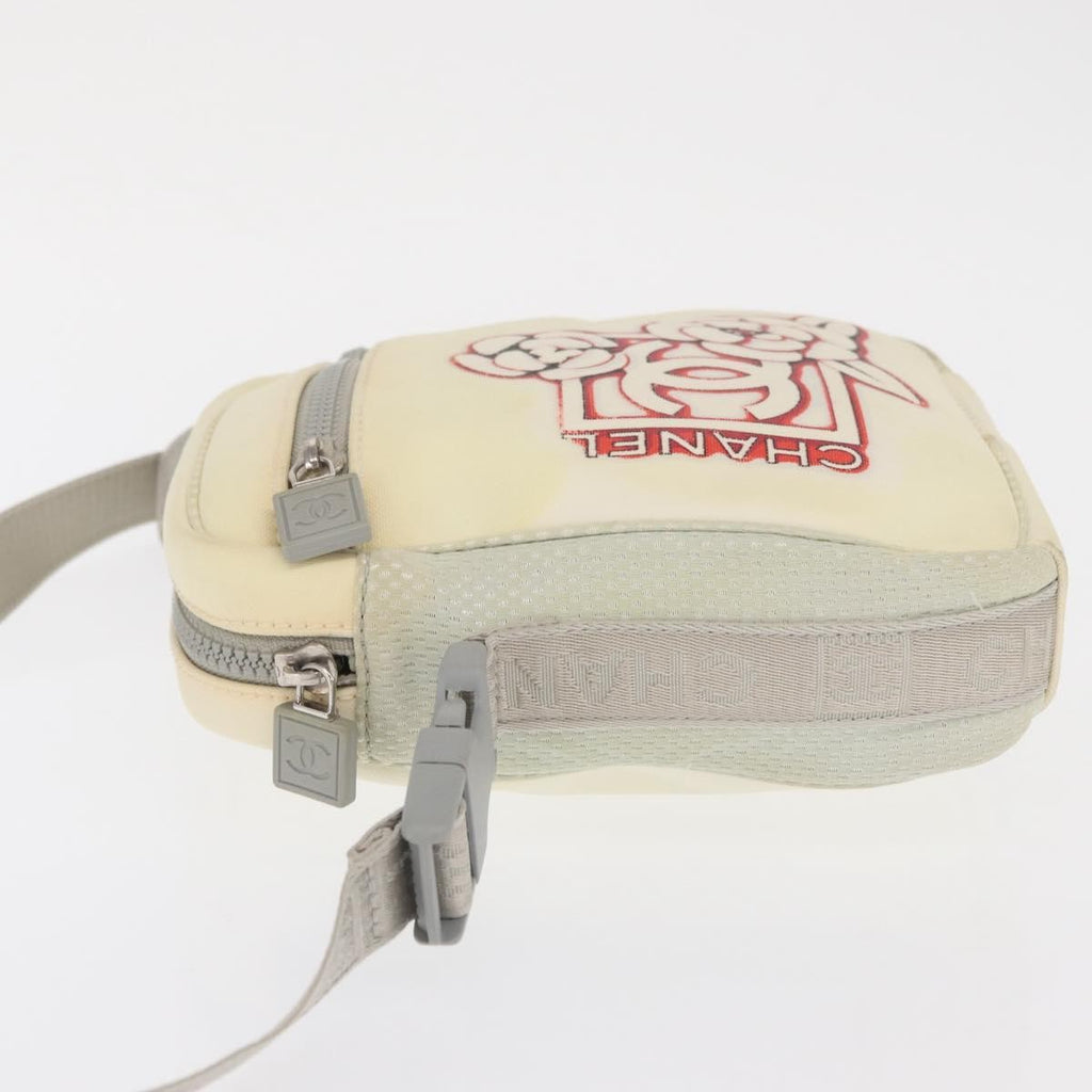 Chanel Sport Line Camera Crossbody Bag Nylon White Nylon Shoulder Bag Bag (Pre-Owned)