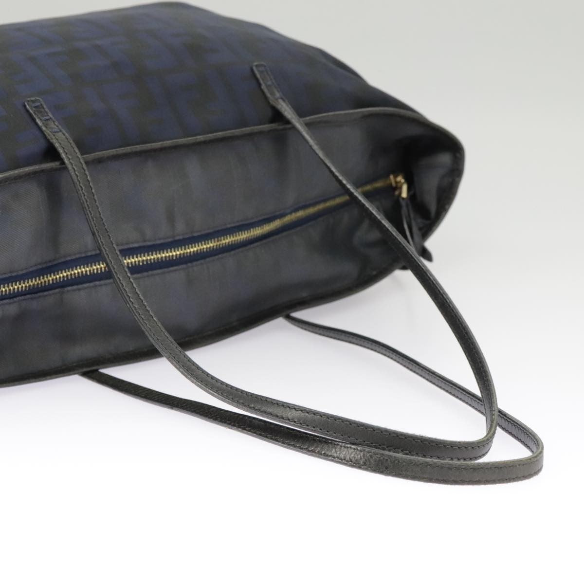 Fendi Zucca Tote Bag Ff Motif Navy Canvas Tote Bag Bag (Pre-Owned)
