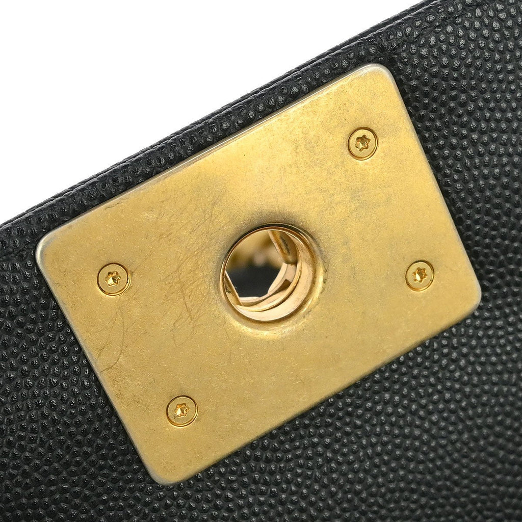 Chanel Boy Flap Bag Quilted Caviar Black Leather Shoulder Bag Bag (Pre-Owned)