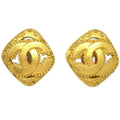 Chanel Cc Rhombus Clip-On Earrings Metal Gold Gold_Plated Earrings Jewelry (Pre-Owned)