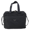 Prada Porta Computer Briefcase Tessuto And Saffiano Leather Black Nylon Briefcase Bag (Pre-Owned)