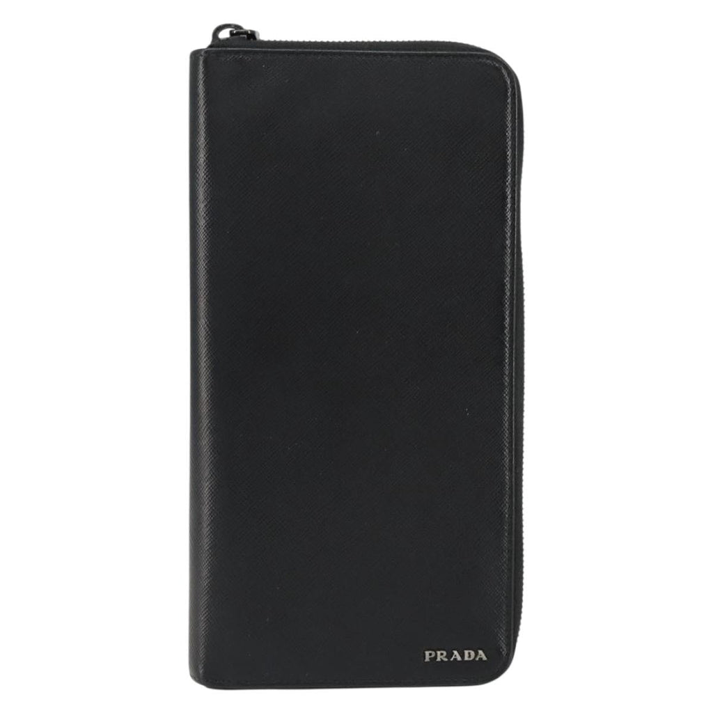 Prada Saffiano Wallet Leather Black Leather Wallets Accessory (Pre-Owned)