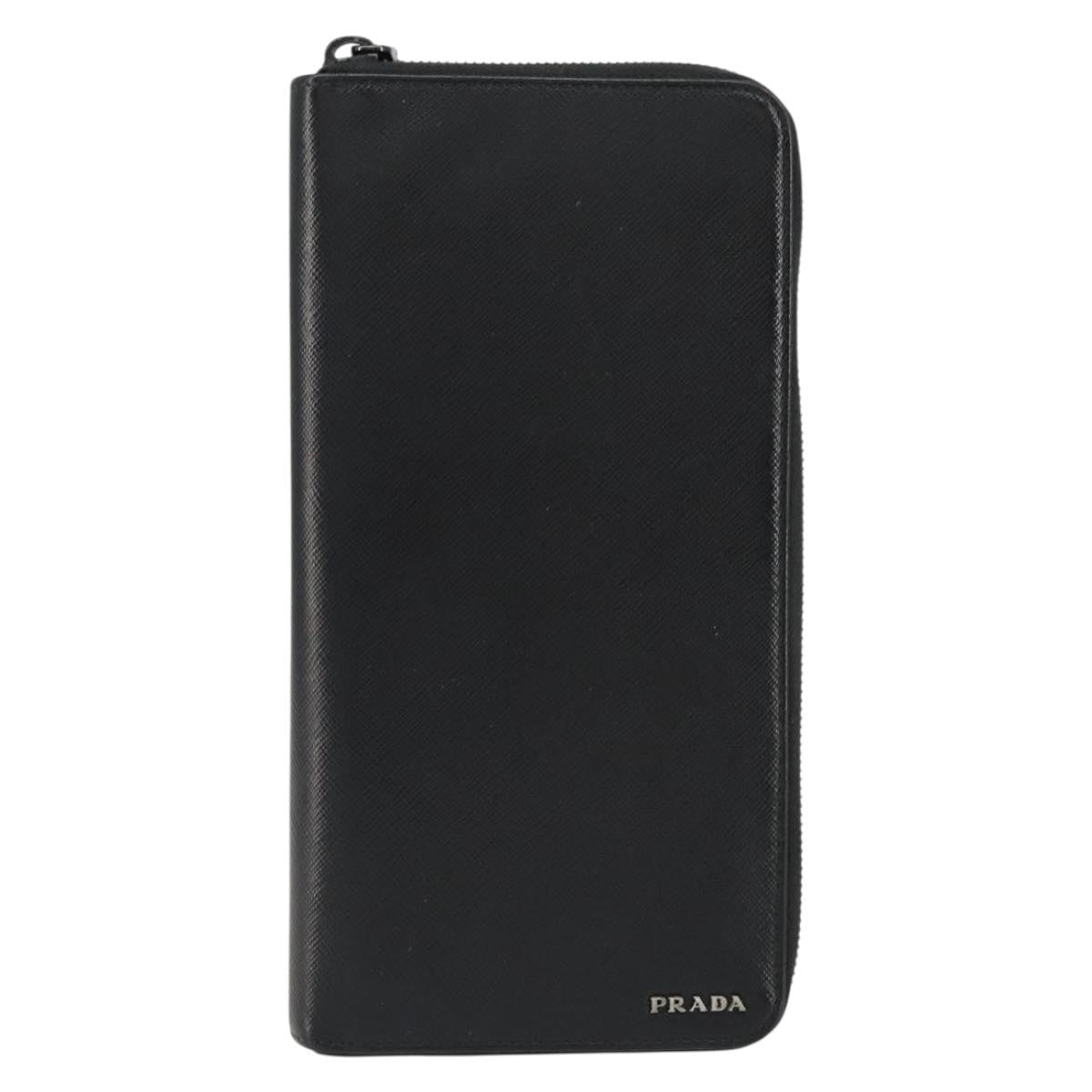 Prada Saffiano Wallet Leather Black Leather Wallets Accessory (Pre-Owned)