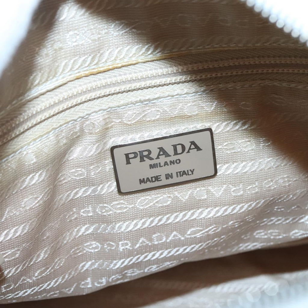 Prada Vintage Shoulder Bag Nylon And Leather White Leather Shoulder Bag Bag (Pre-Owned)