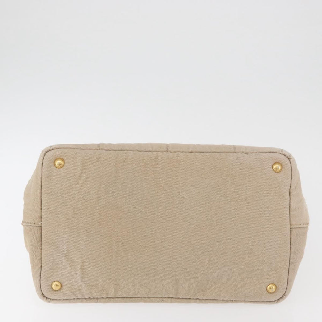Prada Canapa Tote Canvas Beige Canvas Tote Bag Bag (Pre-Owned)