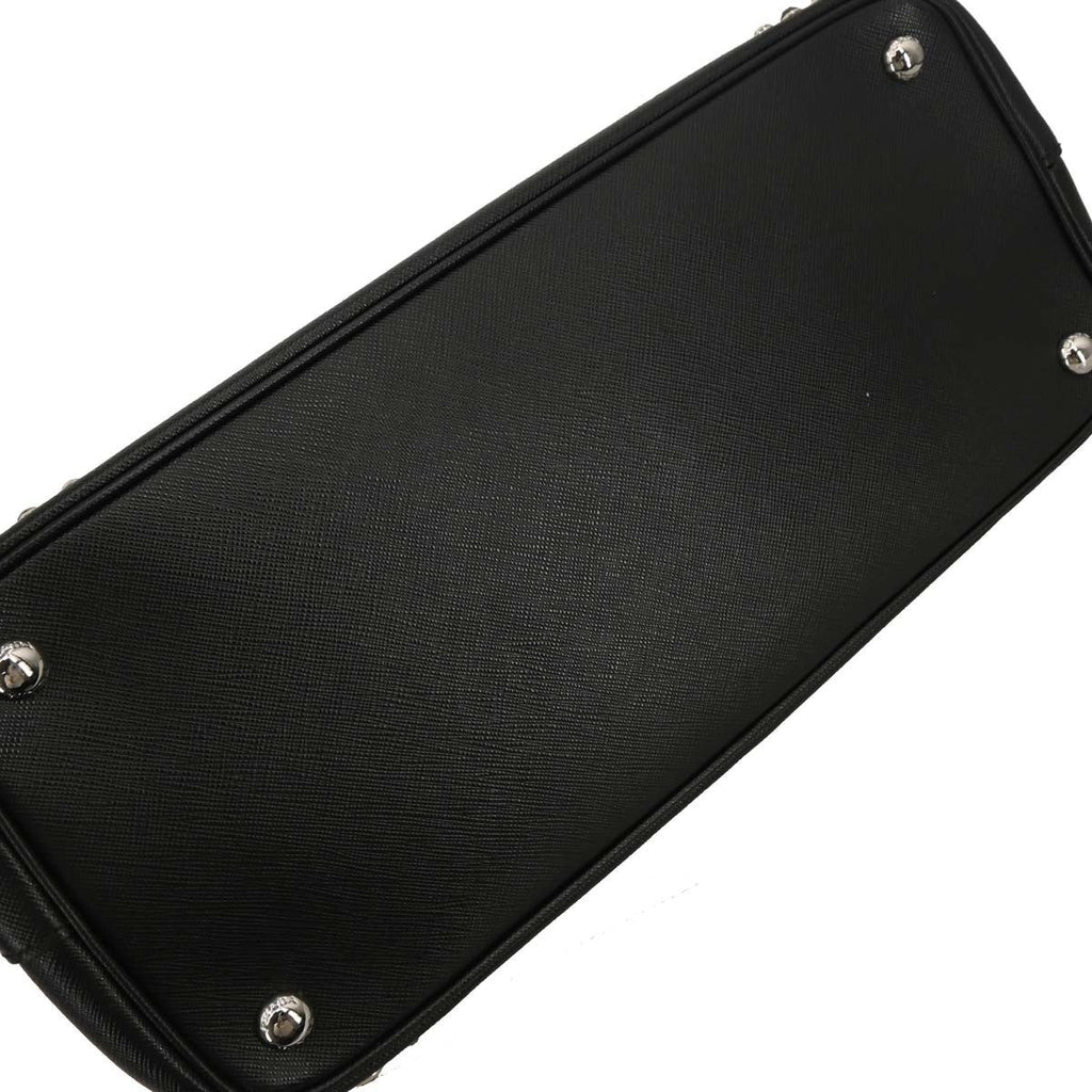 Prada Grommet Galleria Double Zip Tote City Calfskin Black Leather Shoulder Bag Bag (Pre-Owned)