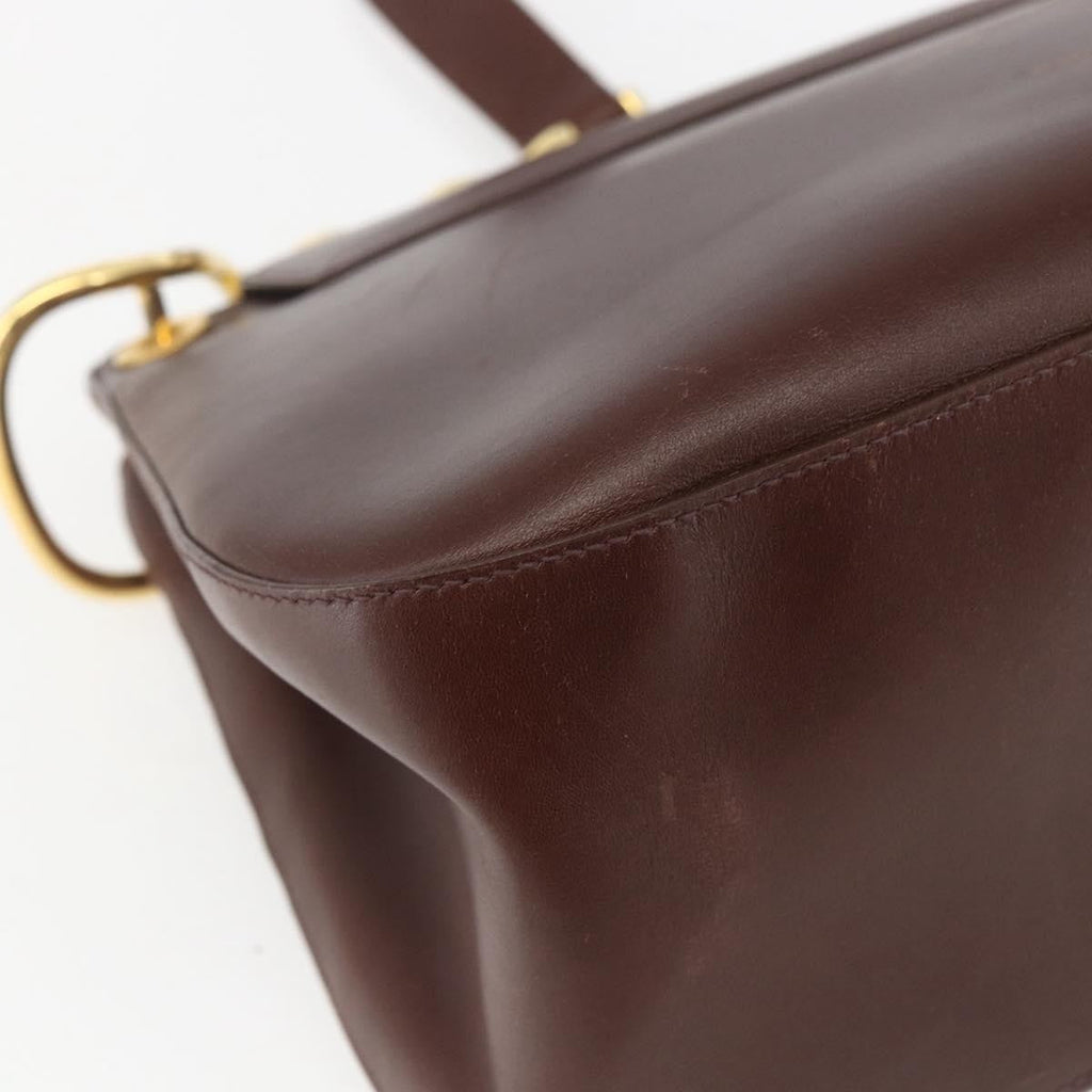 Prada Vintage Shoulder Bag Leather Brown Leather Shoulder Bag Bag (Pre-Owned)