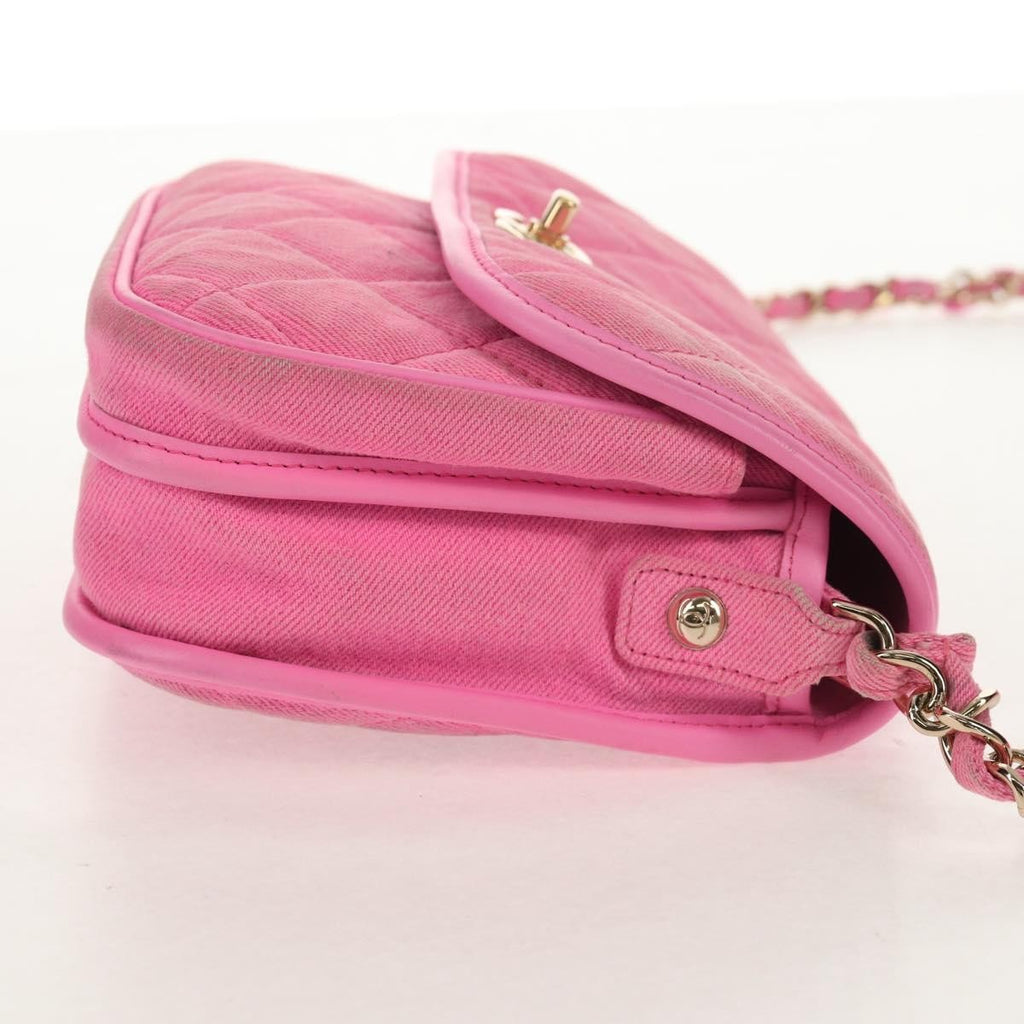 Chanel Flap Messenger Bag Quilted Denim Pink Canvas Shoulder Bag Bag (Pre-Owned)
