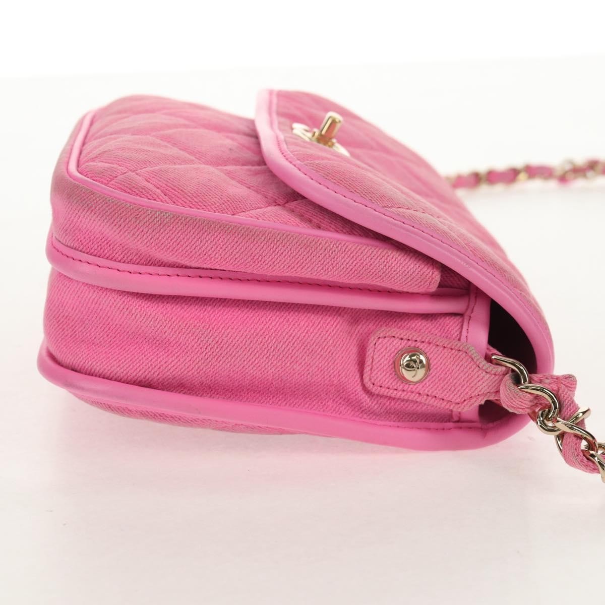 Chanel Flap Messenger Bag Quilted Denim Pink Canvas Shoulder Bag Bag (Pre-Owned)