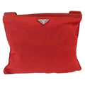 Prada Zip Top Messenger Bag Tessuto Red Nylon Shoulder Bag Bag (Pre-Owned)