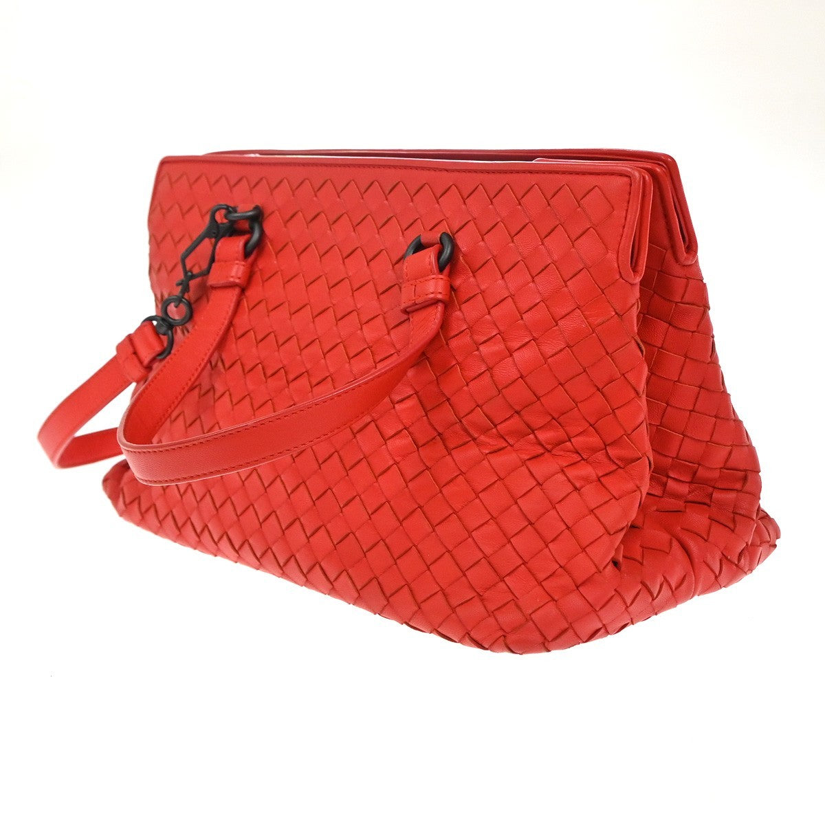 Bottega Veneta 2-Pocket Convertible Tote Intrecciato Nappa Red Leather Tote Bag Bag (Pre-Owned)