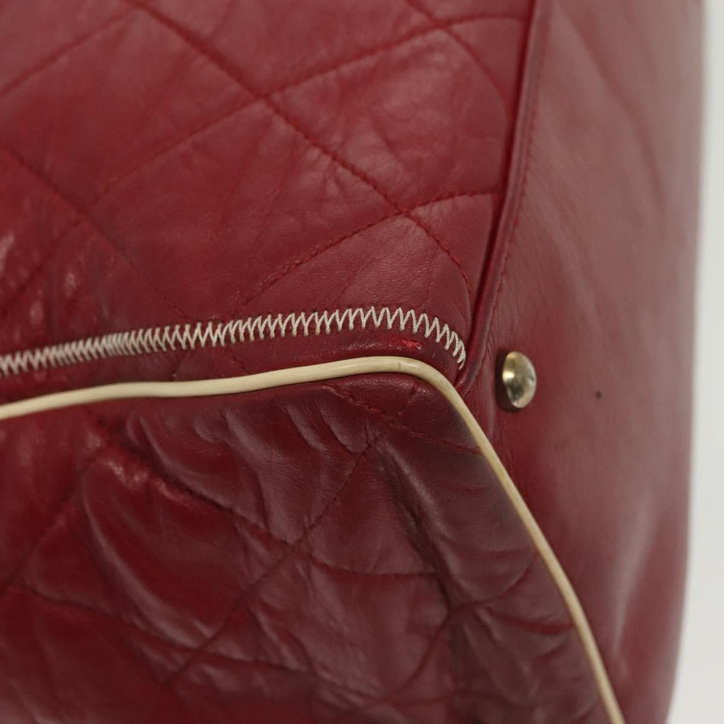Chanel Vintage Reissue Chain Shopping Tote Leather Red Leather Bag (Pre-Owned)