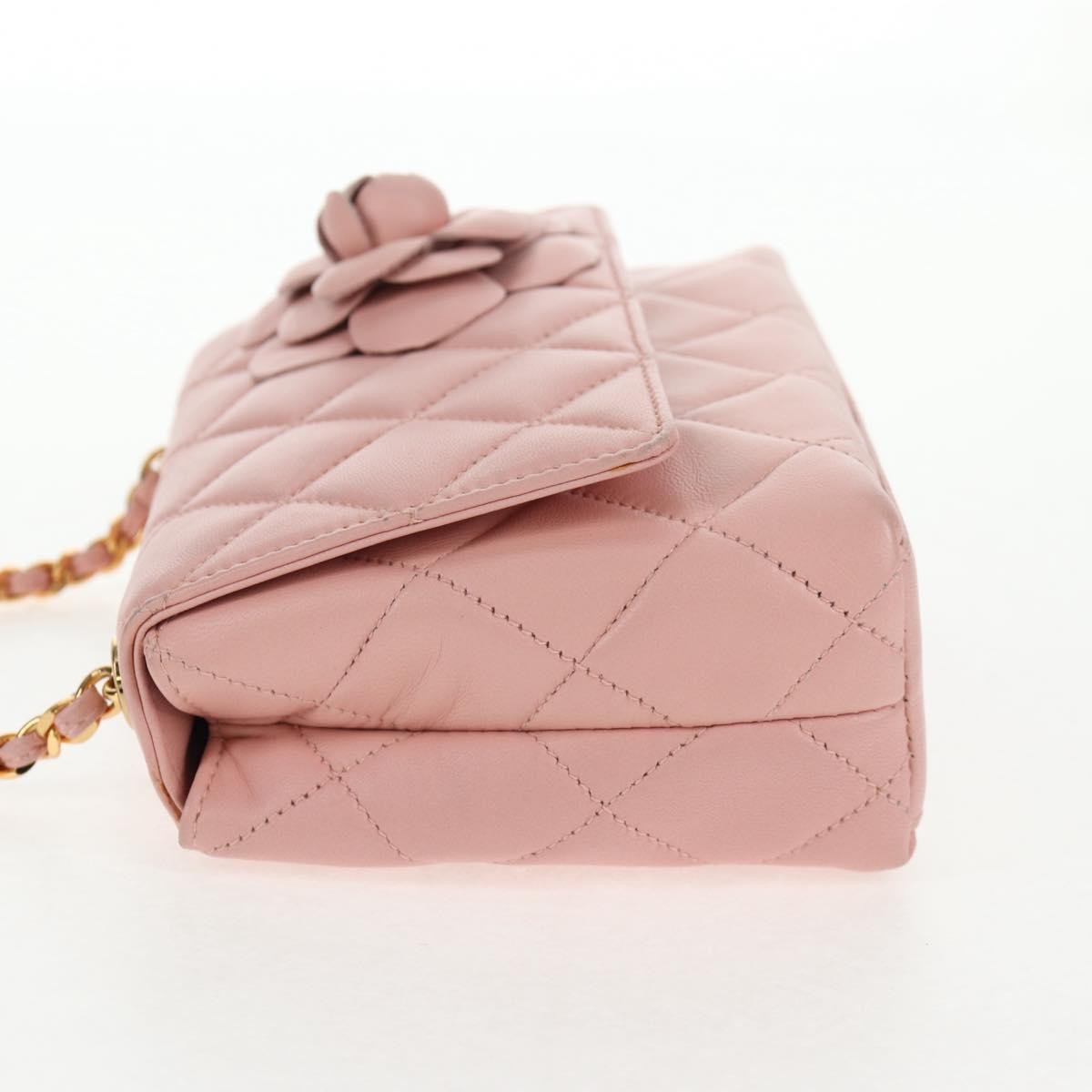 Chanel Vintage Camellia Flap Bag Quilted Lambskin Pink Leather Bag (Pre-Owned)