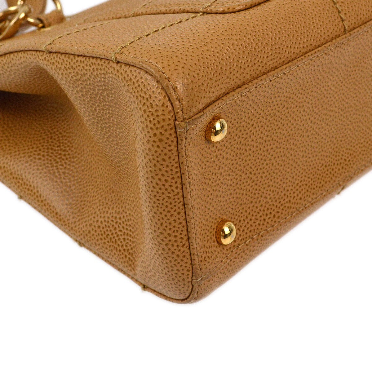 Chanel Vintage Chocolate Bar Zip Around Tote Quilted Calfskin Beige Leather Tote Bag Bag (Pre-Owned)