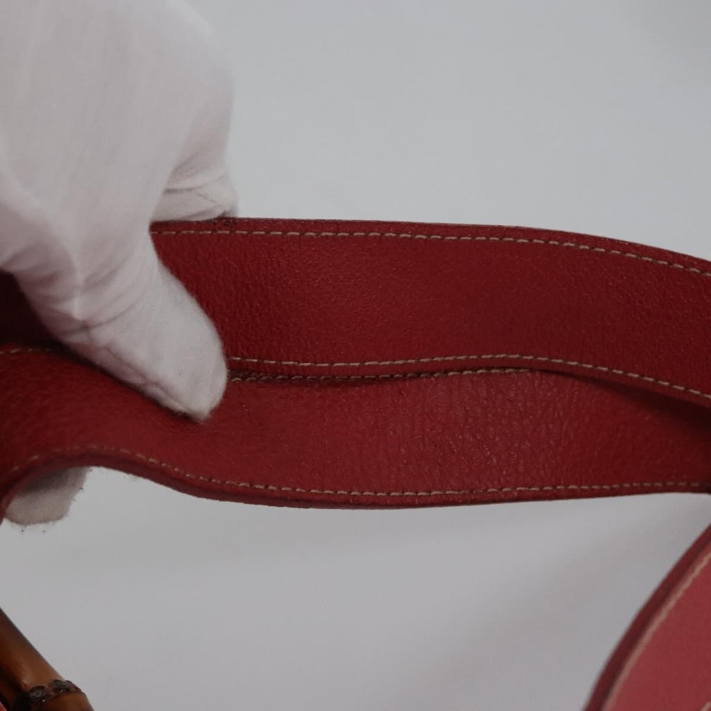 Gucci Vintage Bamboo Backpack Suede And Leather Red Suede Backpack Bag (Pre-Owned)