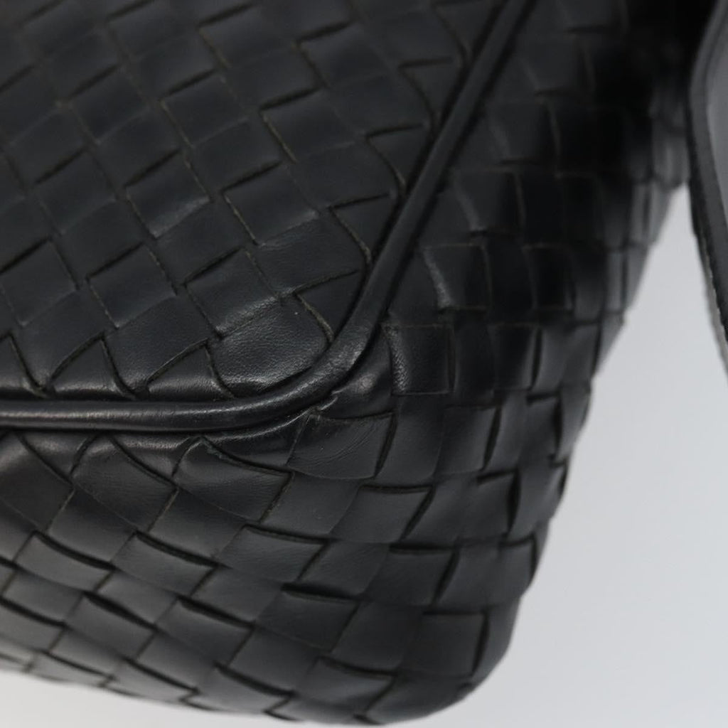 Bottega Veneta Intrecciato Shoulder Bag Leather Black Leather Shoulder Bag Bag (Pre-Owned)