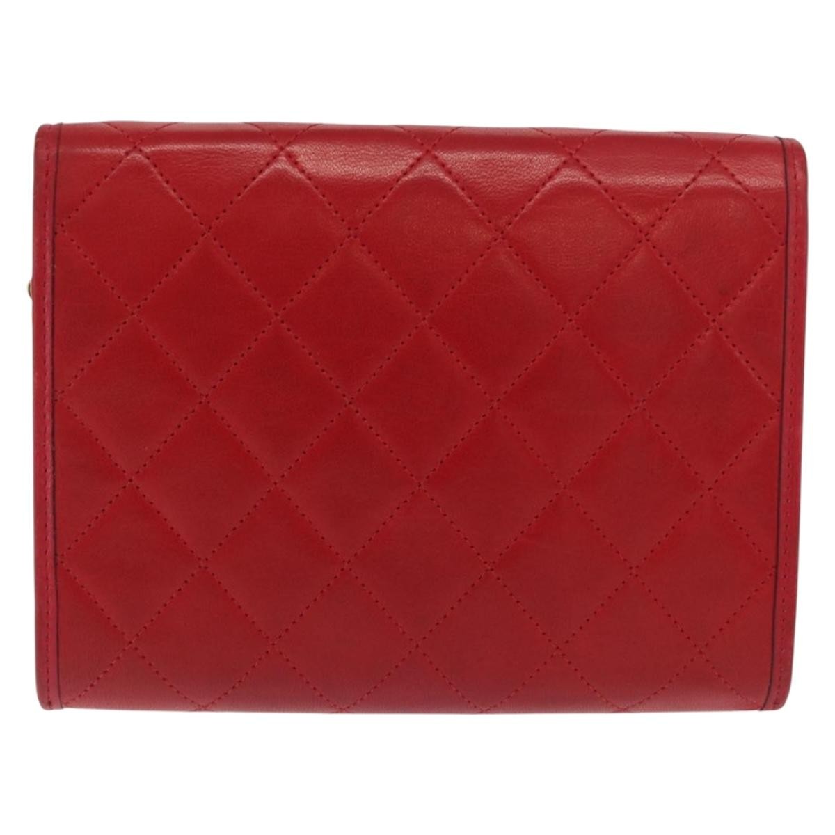 Chanel Vintage Clutch Leather Red Leather Clutche & Pouche Bag (Pre-Owned)