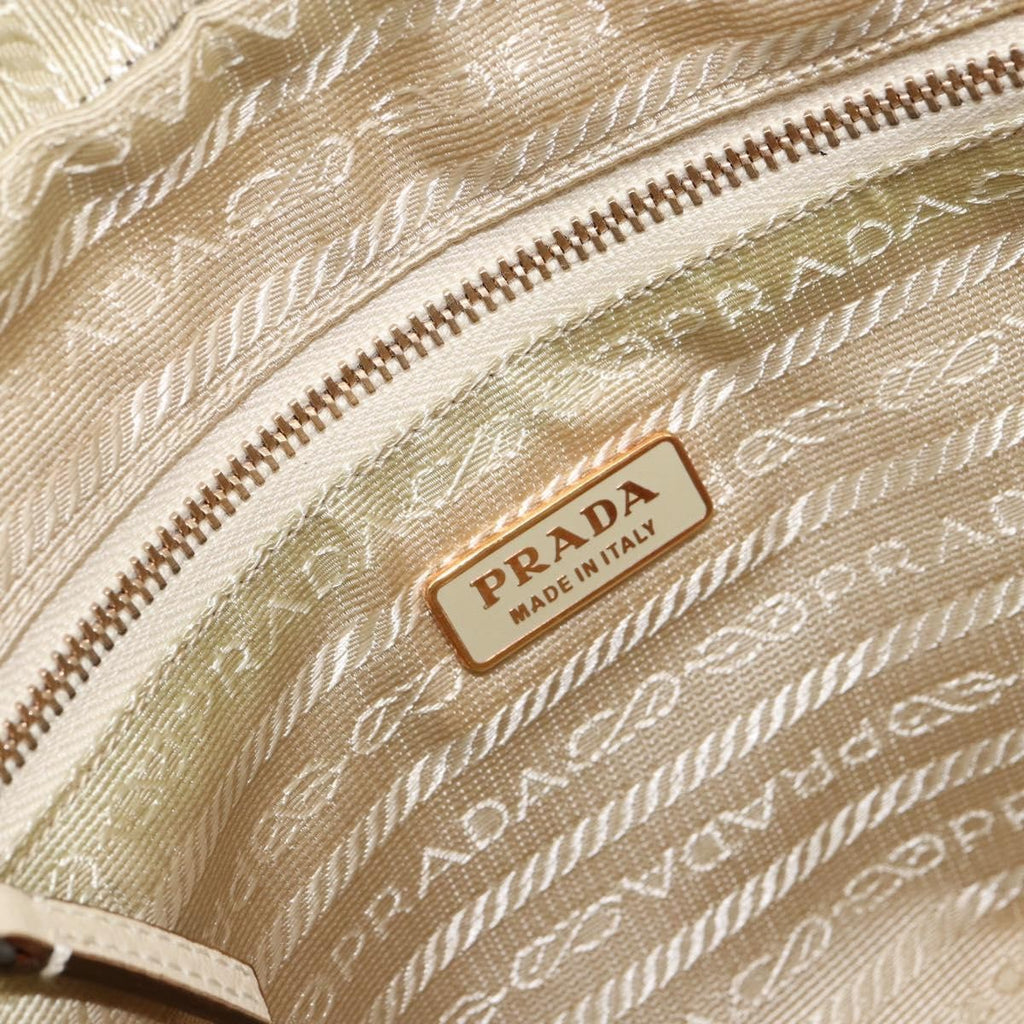 Prada Vintage Handbag Tessuto Beige Nylon Handbag (Pre-Owned)