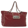 Chanel Vintage Reissue Chain Shopping Tote Leather Red Leather Bag (Pre-Owned)